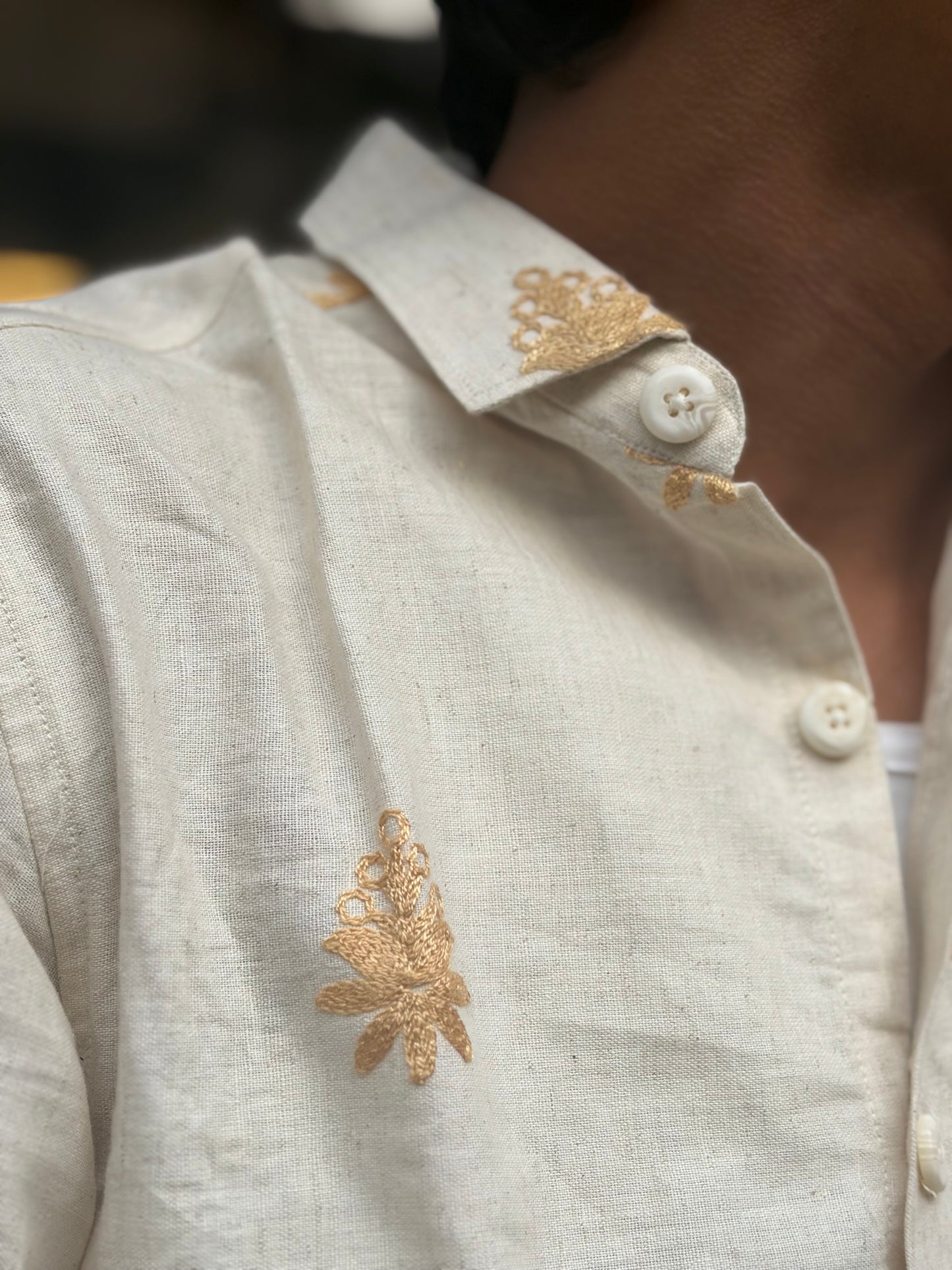 Beige Embroidery Shirt (All over)