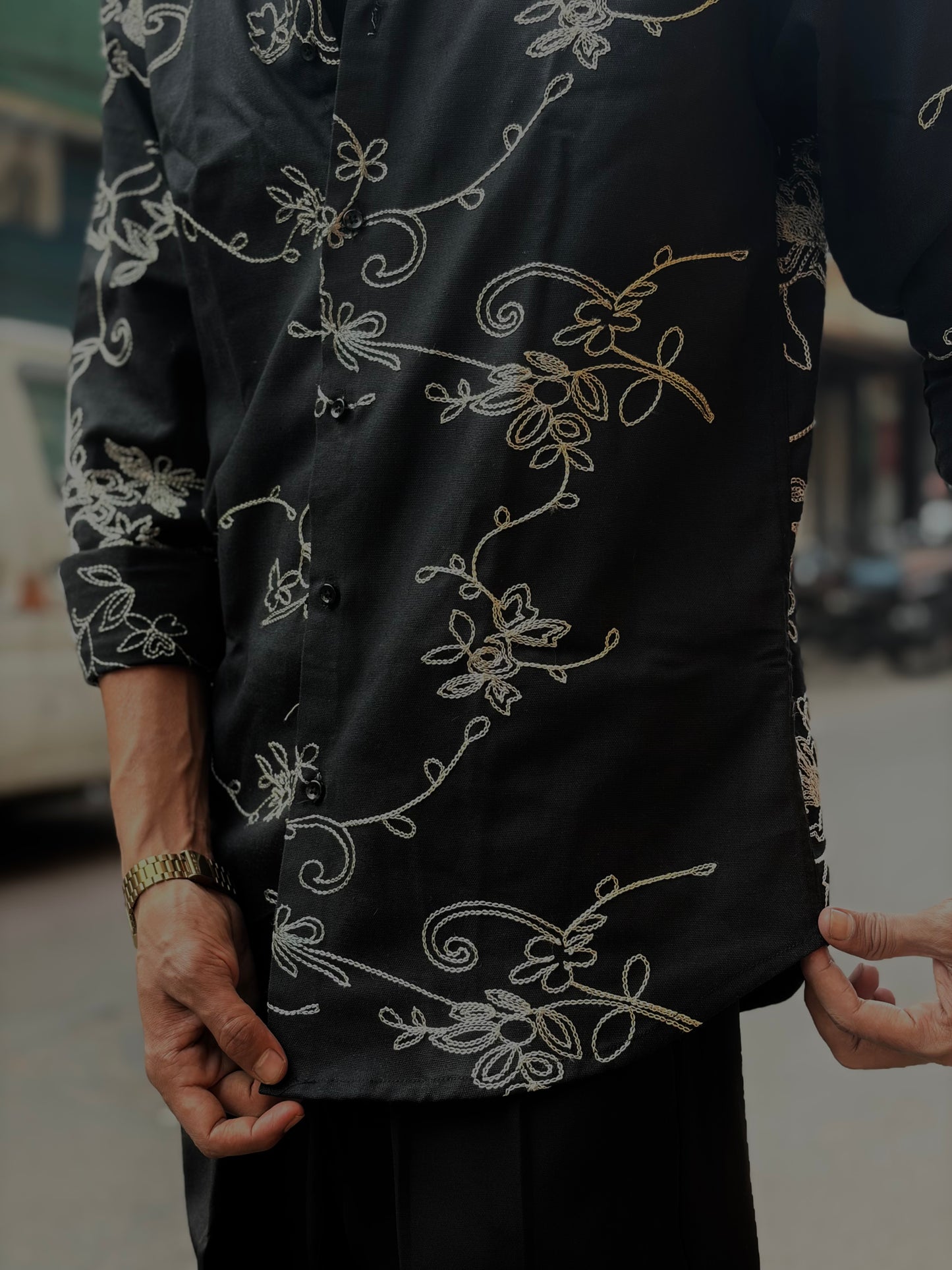 Black Premium Floral Embroidery