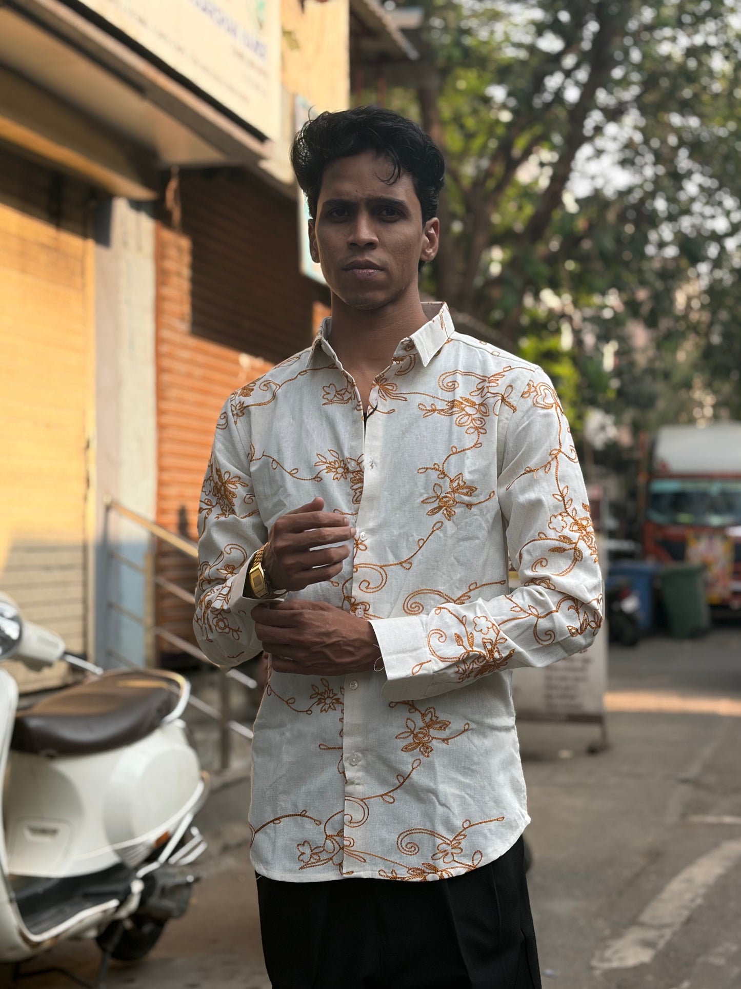 Beige Premium Floral Embroidery